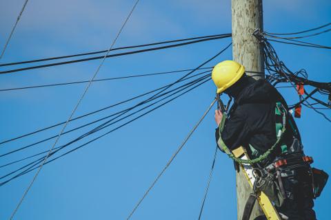 Electrician Working on low voltage cable